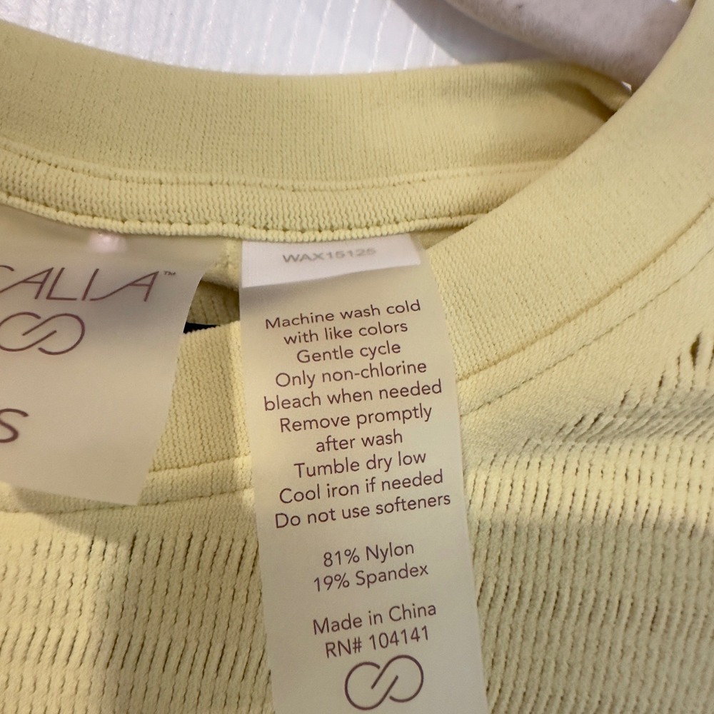 Calia Womens Seamless Crop Tee Fresh Hay Yellow‎ WAX15125 XS New - Picture 3 of 5